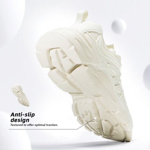 Women's Walking Shoes Fashion Running Sneakers Gym Tennis Work Comfort Beige - Picture 4 of 7